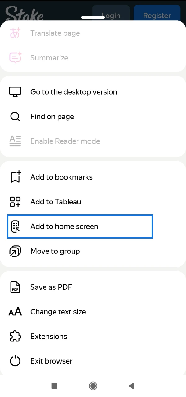 Android Add to Home Screen example