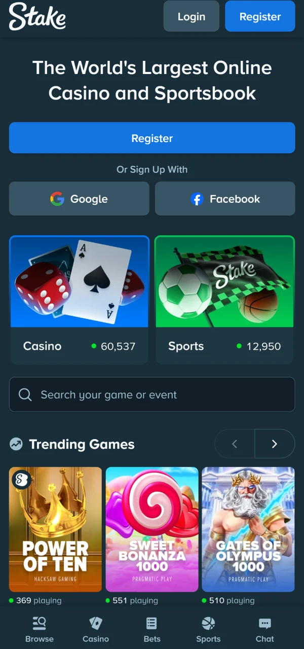 Stake mobile interface screenshot