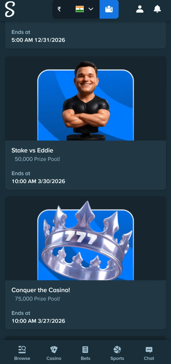 Stake bonus activation screen