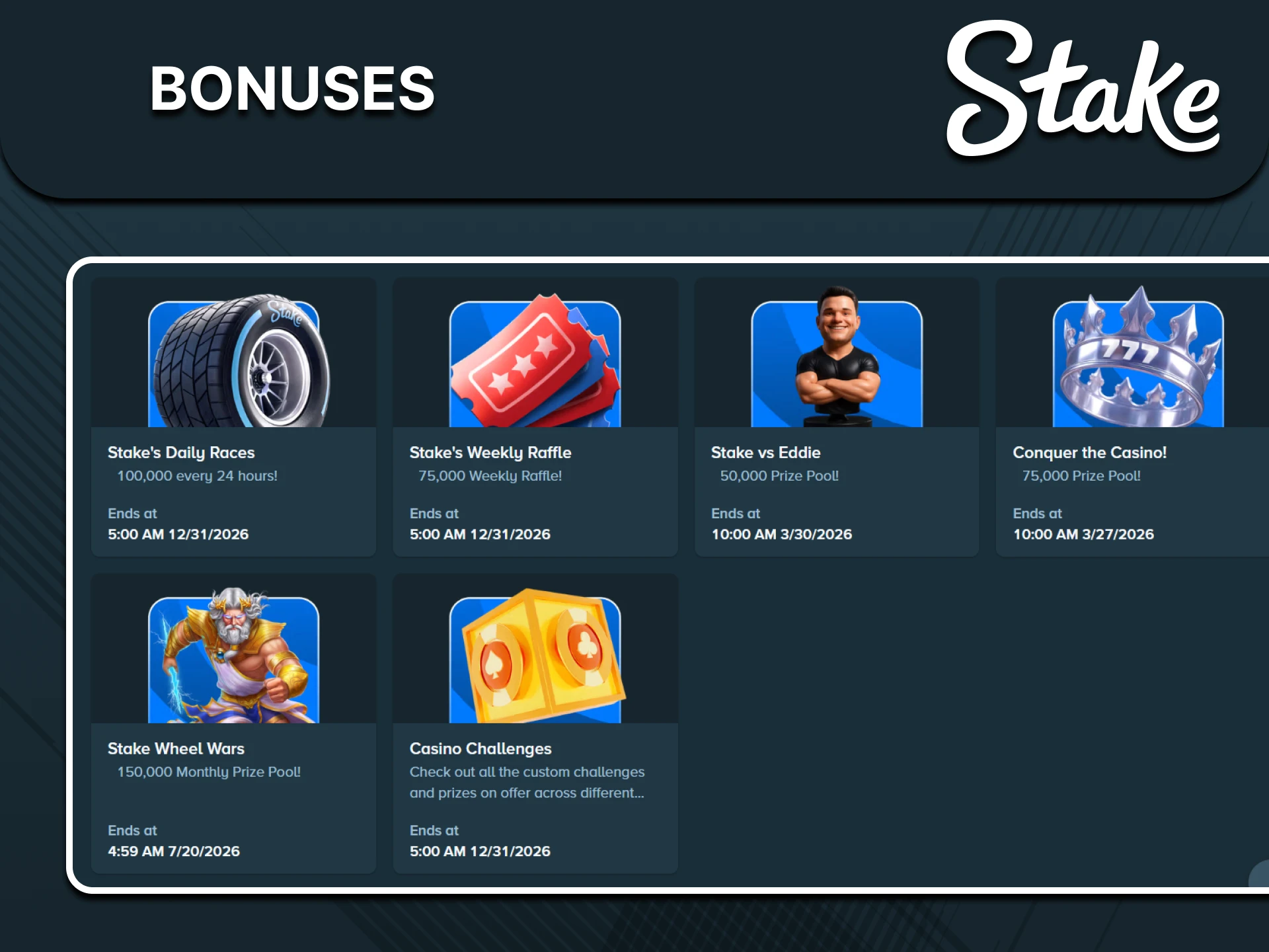 Casino promotions panel