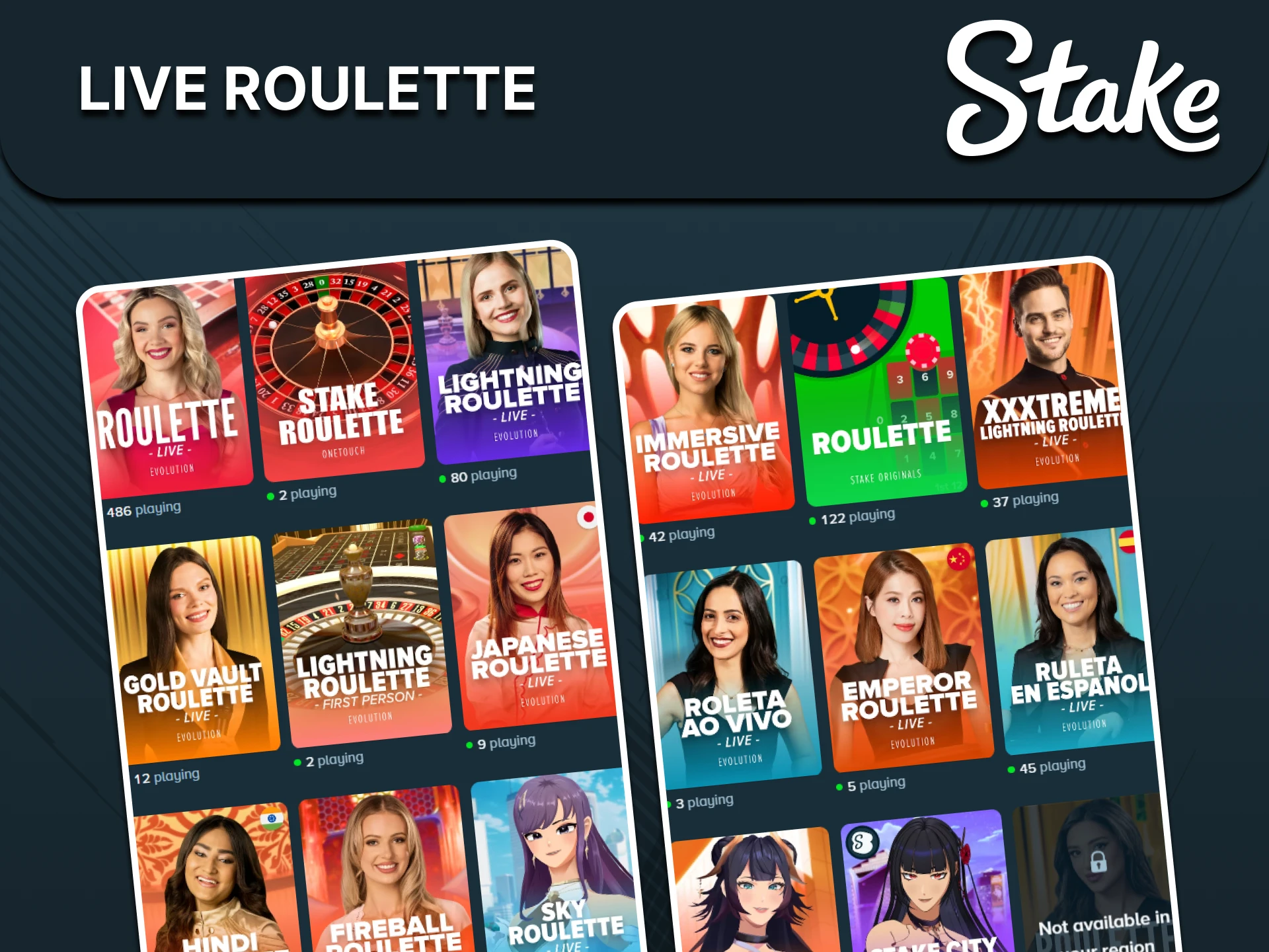 Live roulette table interface