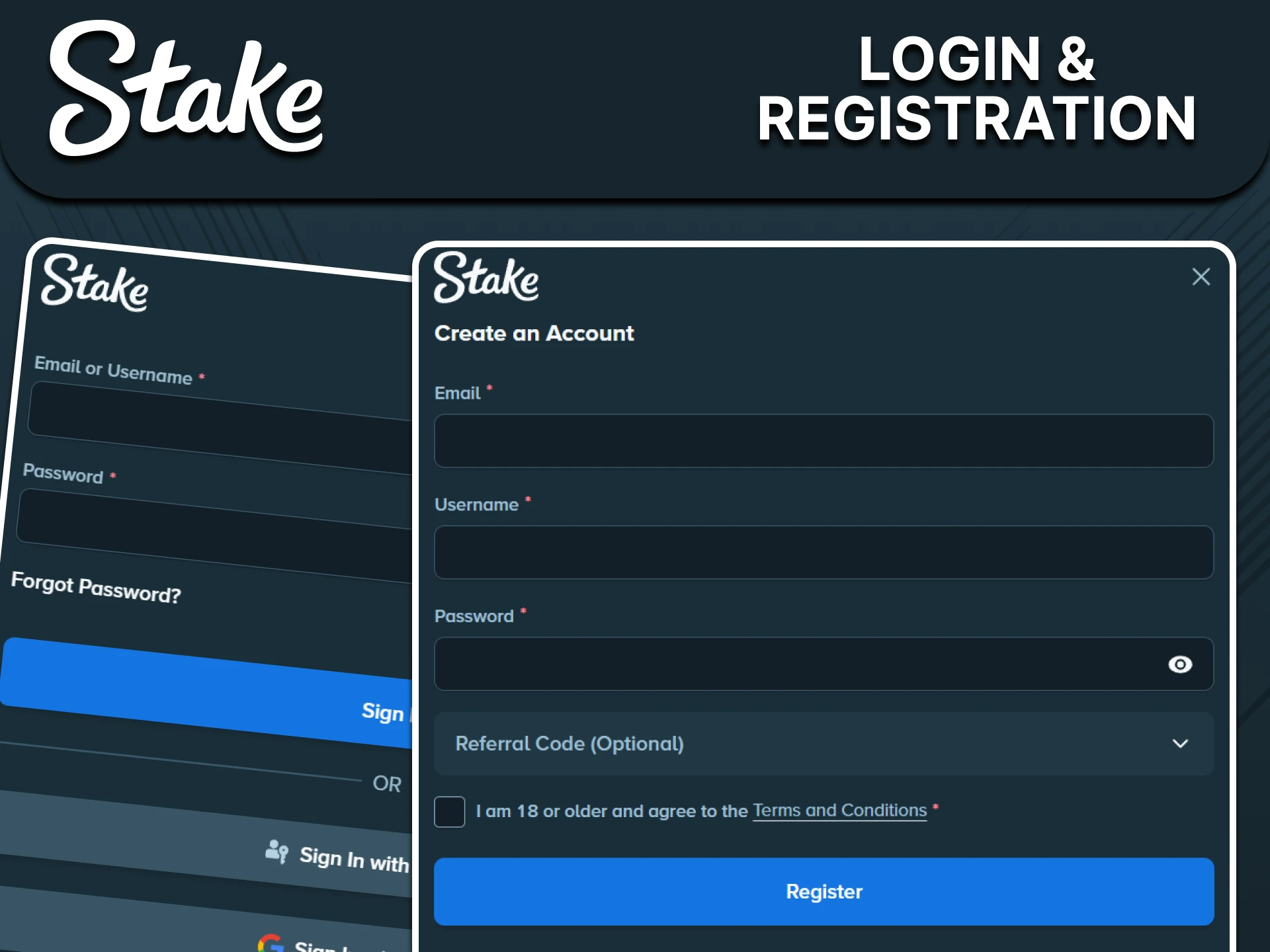 Stake account registration form