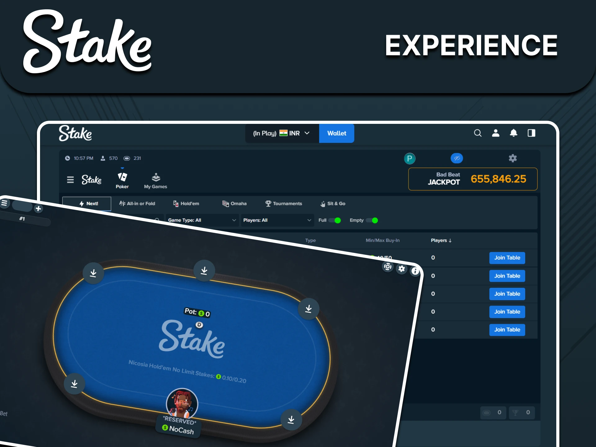 Poker hand and game interface illustration
