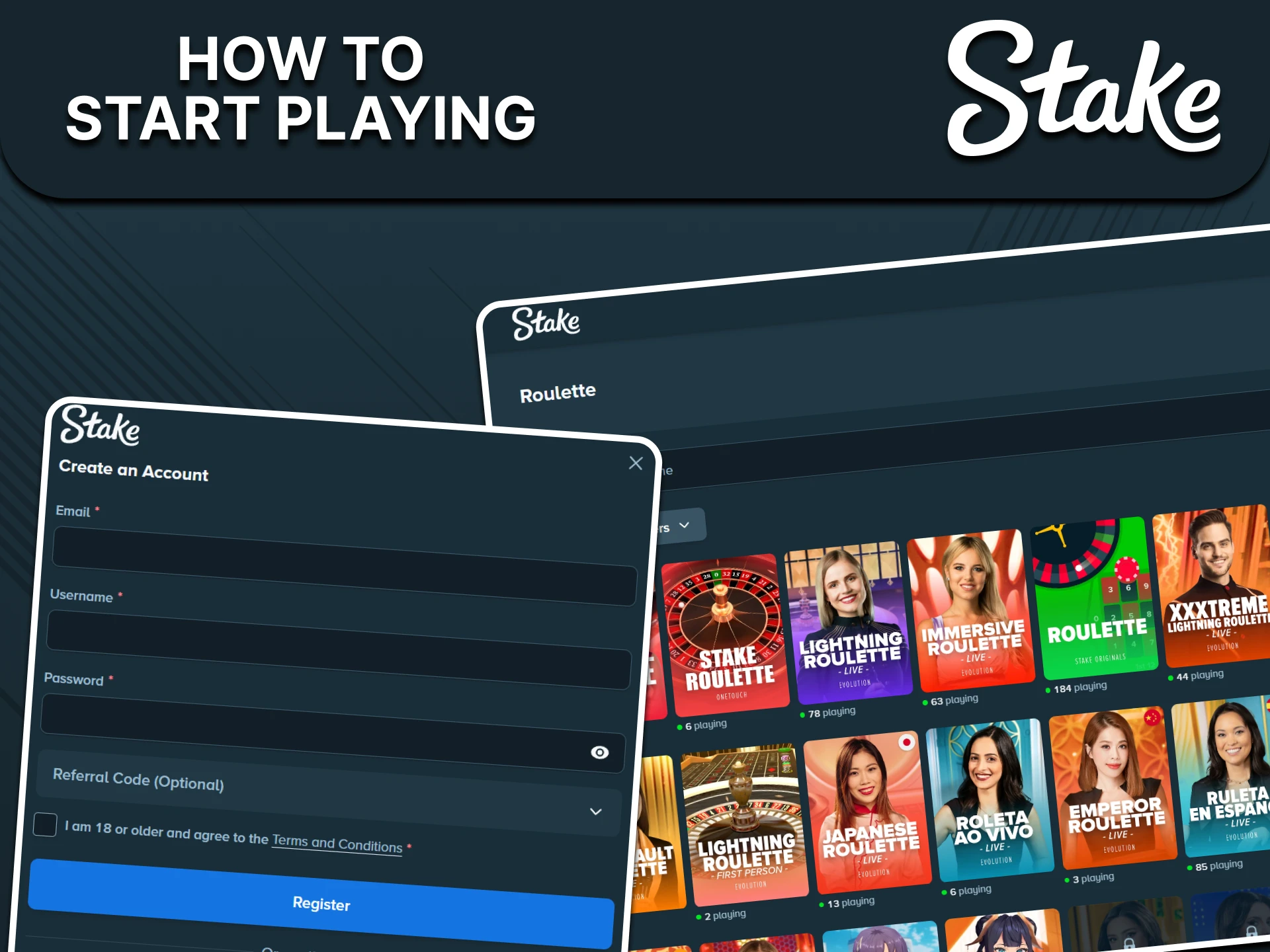 Roulette account and game launch guide screenshot