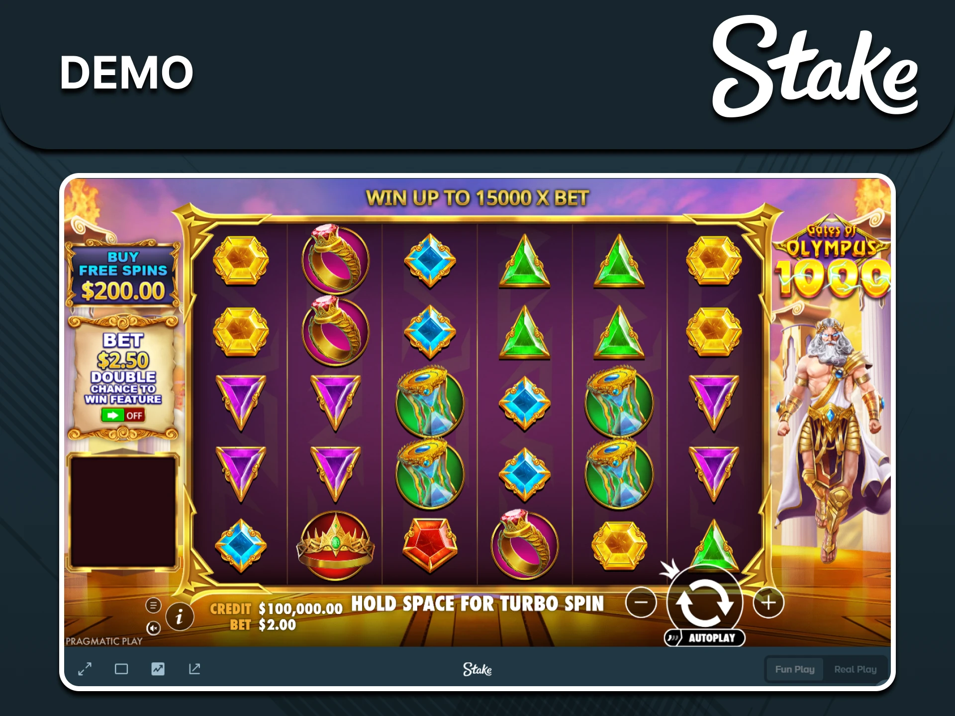Slot launch panel with practice play controls