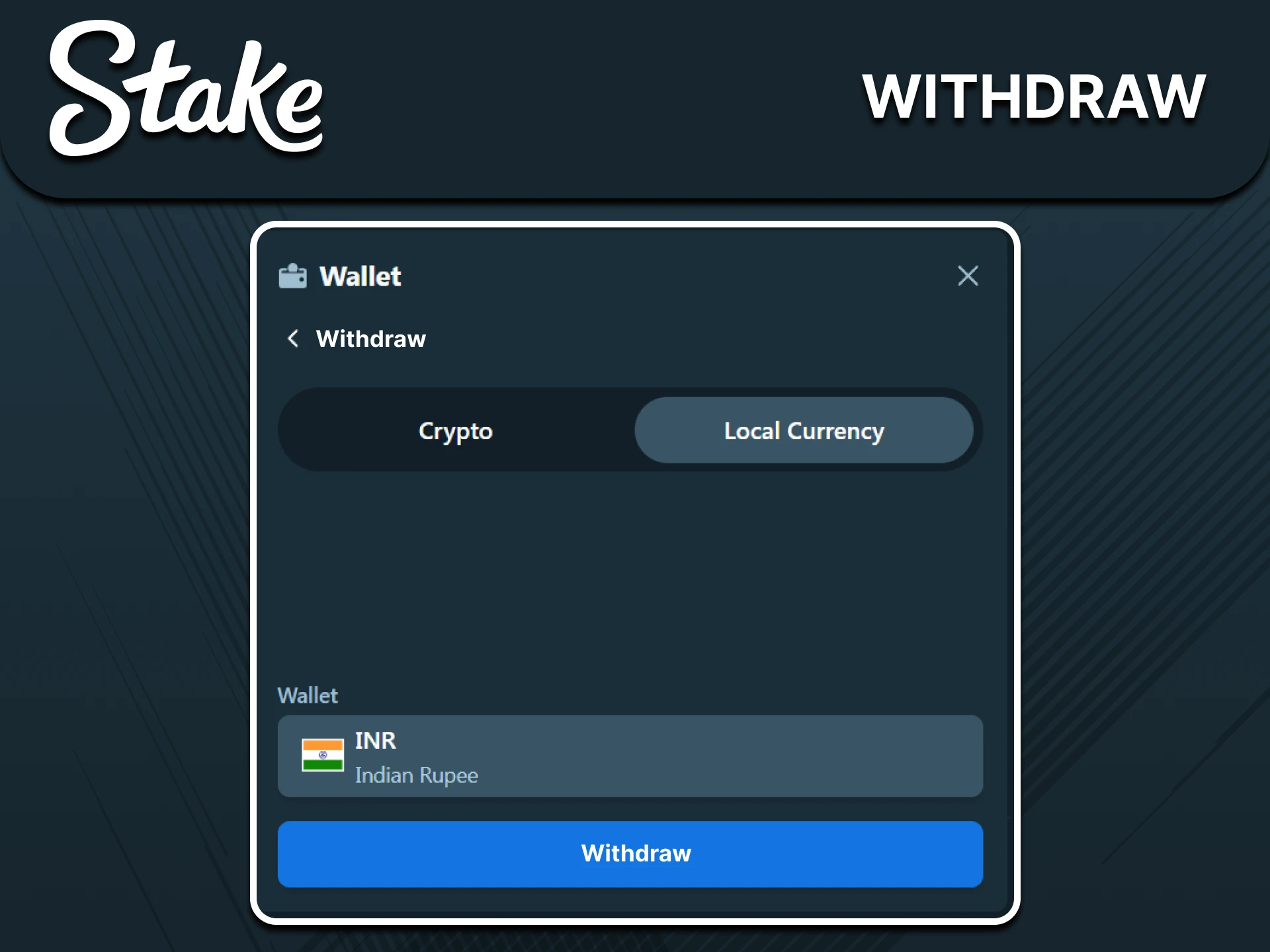 Stake withdrawal screen example