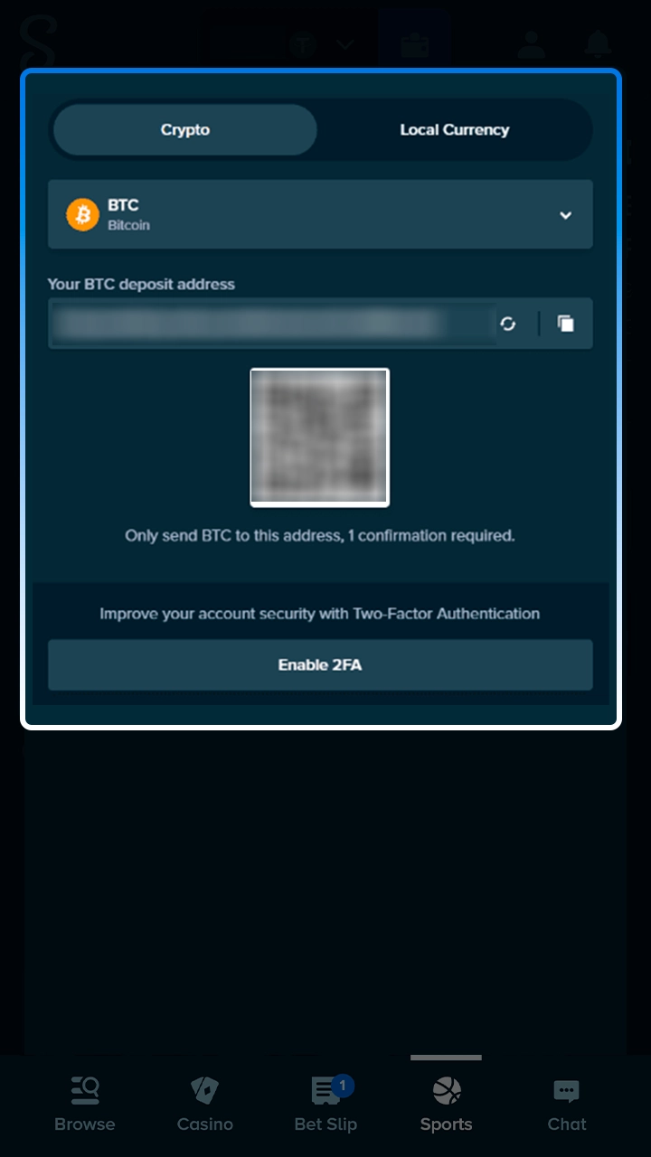 Stake cashier screen in the football guide