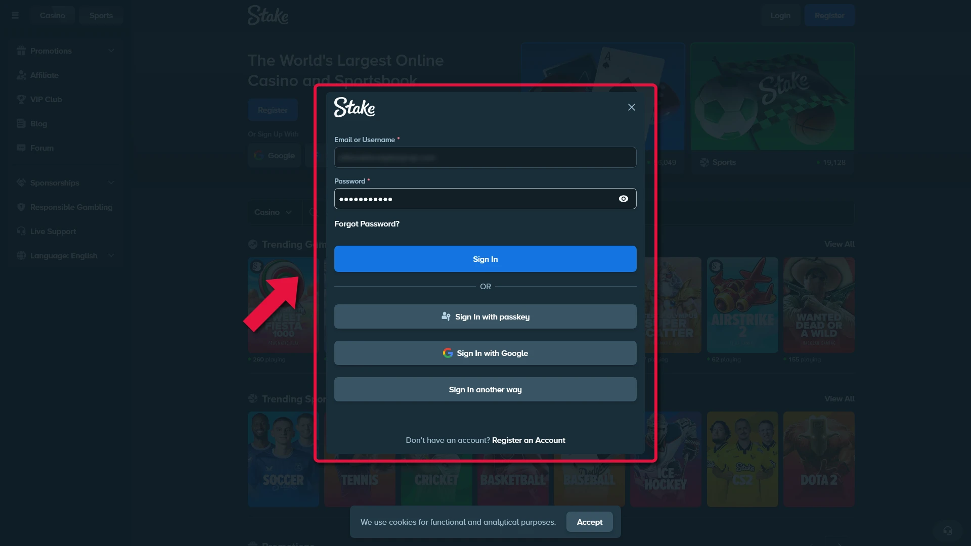 Stake account verification screenshot