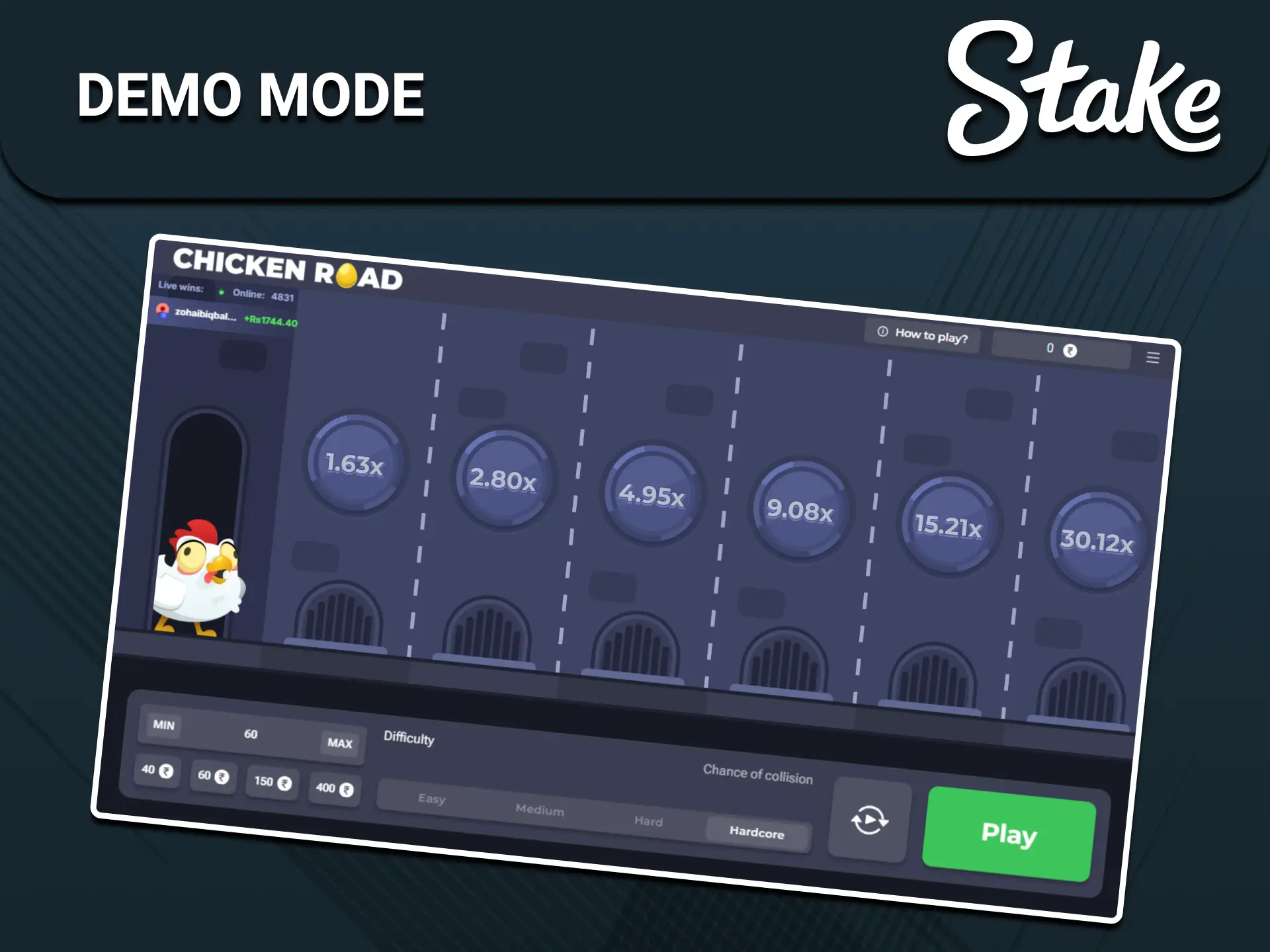Chicken Road practice-mode illustration