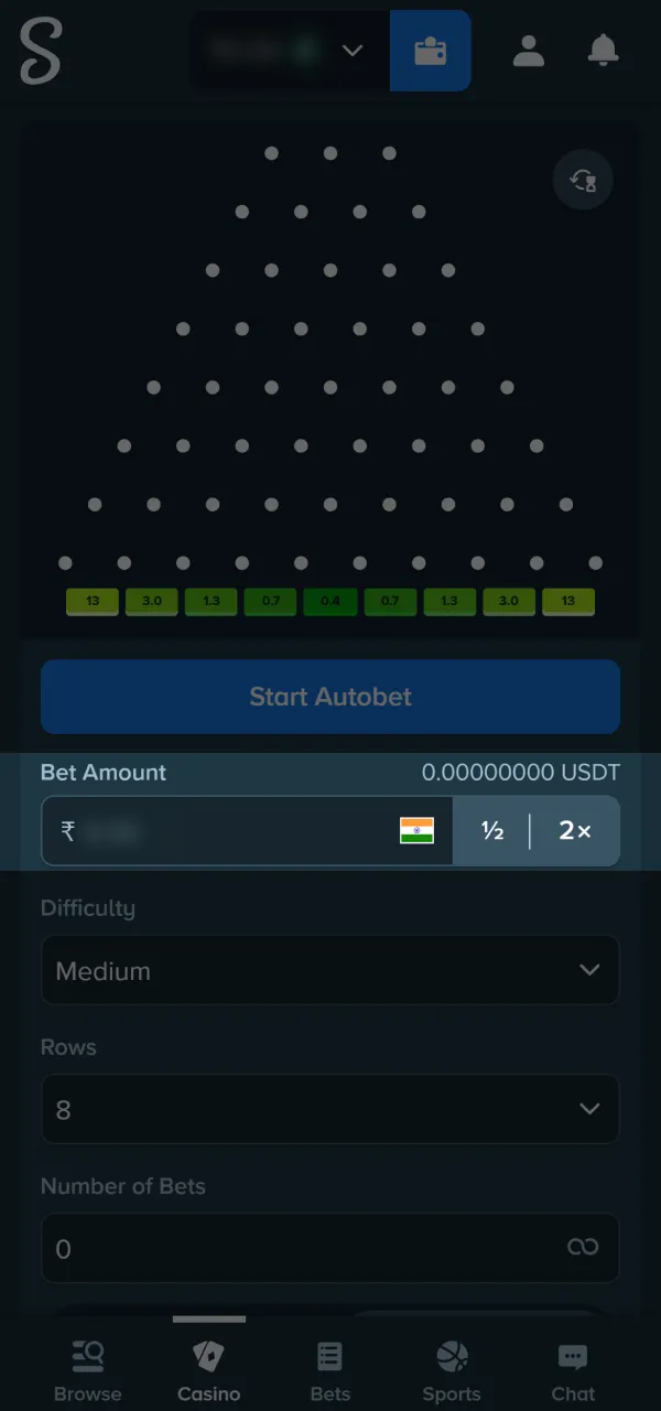 Plinko wager-entry step illustration