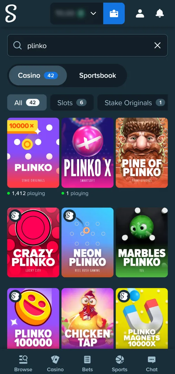 Plinko game-search step illustration